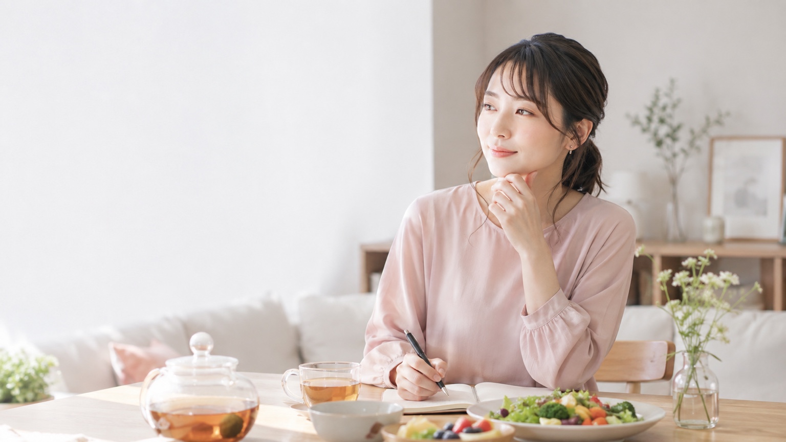 毎日の食事や栄養について考えている女性のイメージ